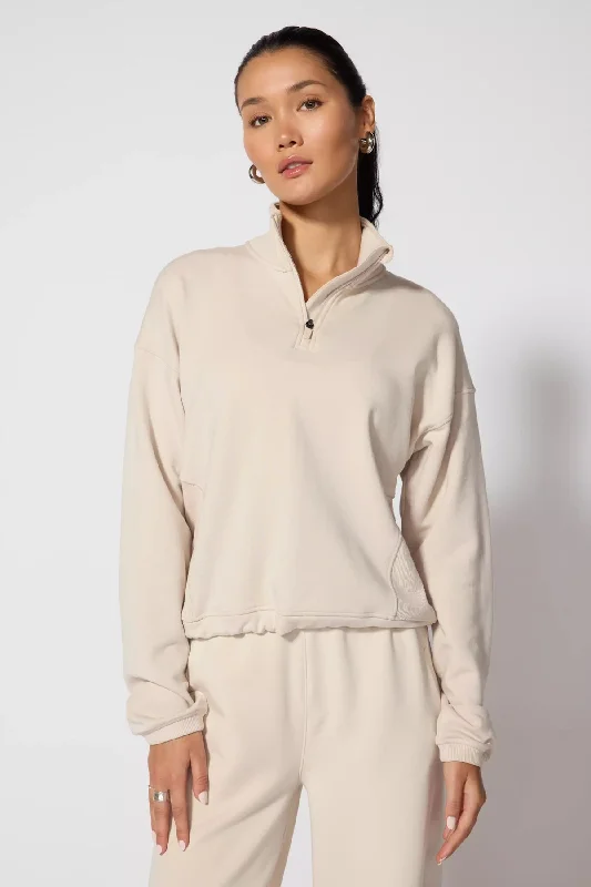Bonus Savings comfy workout sweatshirtMPG Sport Women Serenity 1/4 Zip - STONE