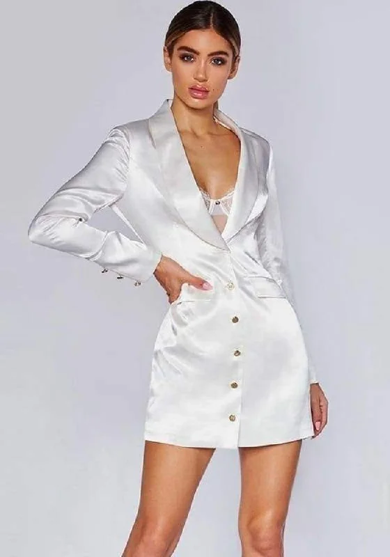 Bargain Bin stylish party dressstylish party dressWhite Satin V Neck Dress