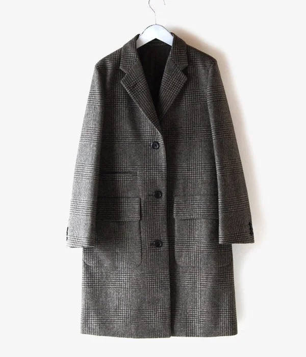 Instant Savings comfortable winter coatMARGARET HOWELL/CHECK WOOL CHESTER COAT (BROWN)
