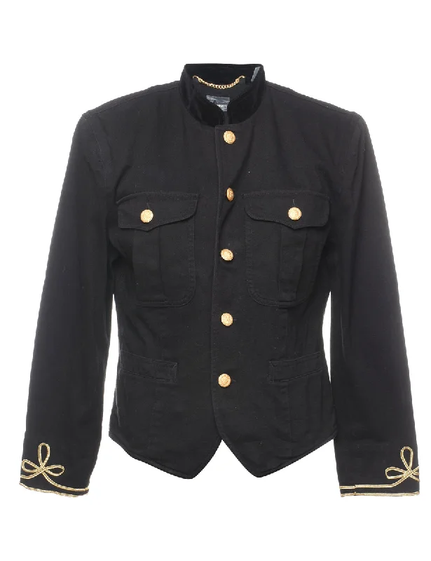Fantastic Offers relaxed fit coatSingle Breasted Black Denim Jacket - M