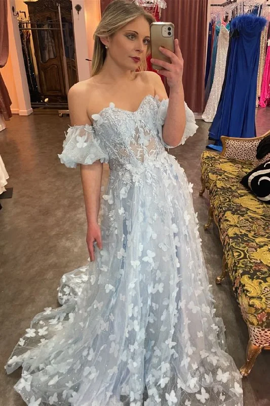 Discount Deals elegant evening dresselegant evening dressLight Blue Off-the-Shoulder A-line Butterfly Tulle Long Prom Dress Y4685 Discount Deals elegant evening dresselegant evening dressLight Blue Off-the-Shoulder A-line Butterfly Tulle Long Prom Dress Y4685