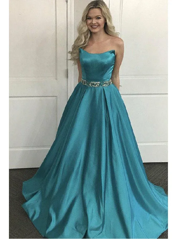 Deal Dash Chic Prom Dresses Strapless Floor-length Long A-line Sparkly Prom Dress JKL832