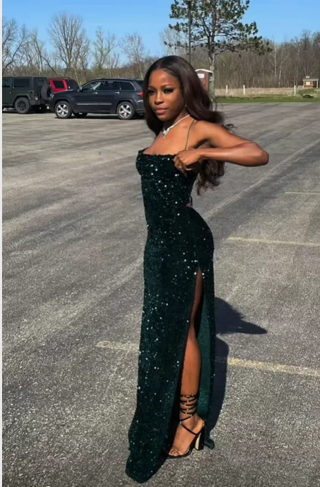 Price Buster floral midi dressfloral midi dressWomen's Glitter Green Sequins Long Prom Dress With High Slit Y4945 Price Buster floral midi dressfloral midi dressWomen's Glitter Green Sequins Long Prom Dress With High Slit Y4945