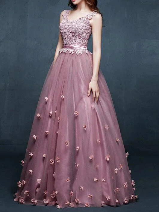 Lowest Prices Chic Prom Dresses V-neck Lilac Appliques Long Prom Dress/Evening Dress JKL104