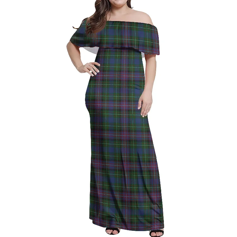 Savings Galore Rankin Tartan Off Shoulder Long Dress
