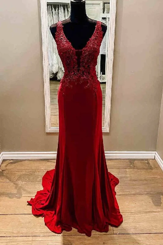 Blowout Deals lace dresslace dressVelvet V-Neck Sleeveless Appliques Mermaid Long Prom Dress Blowout Deals lace dresslace dressVelvet V-Neck Sleeveless Appliques Mermaid Long Prom Dress