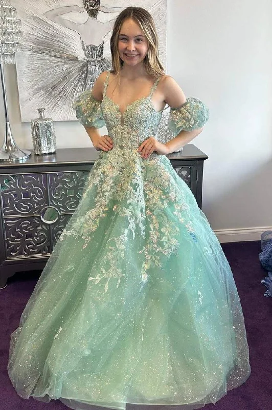 Warehouse Sale stylish dressstylish dressSparkly Tulle A-Line Sweetheart Appliques Prom Dress