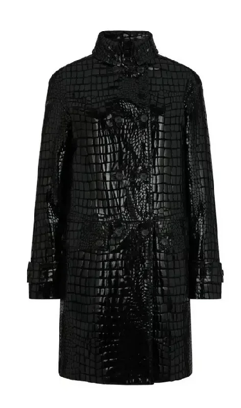 Hurry In oversized coatTom Ford Womens Croc Embossed Leather Coat In Black