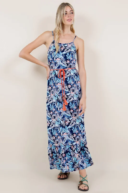 Seasonal Clearance printed dressprinted dressSL TIERED MAXI DRESS W/ SPAGHETTI STRAPS AND WAIST TIE CORD - D3368-A2782-7 Seasonal Clearance printed dressprinted dressSL TIERED MAXI DRESS W/ SPAGHETTI STRAPS AND WAIST TIE CORD - D3368-A2782-7