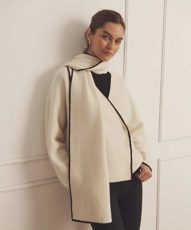 Year-End Sale breathable jacketLuxe Cashmere Sweater Jacket with Scarf
