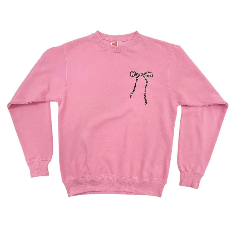 Price Break bold fitness hoodieLeopard Bow Crewneck Sweatshirt