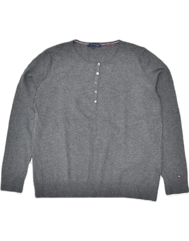 Daily Specials cozy hooded jacketTOMMY HILFIGER Womens Button Neck Jumper Sweater UK 14 Medium Grey Viscose