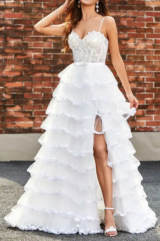 Hurry In cocktail dresscocktail dressSweetheart Spaghetti Straps Tulle A-Line Tiered Prom Dress