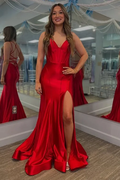 Hurry In puff sleeve dresspuff sleeve dressRed Sleeveless Lace Up Mermaid Party Prom Dress With Slit Hurry In puff sleeve dresspuff sleeve dressRed Sleeveless Lace Up Mermaid Party Prom Dress With Slit