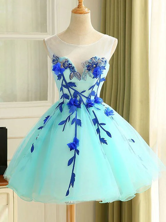 Price Fest Homecoming Dress Beautiful Hand-Made Flower Short Prom Dress Party Dress JK225