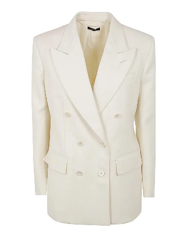 Price Drop classic zip-up coatTom Ford Womens Double Breasted Jacket In White