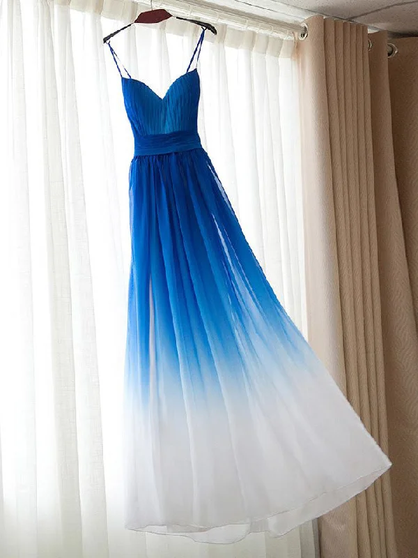 Limited Time Prom Dresses Royal Blue Ombre Spaghetti Straps Prom Dress/Evening Dress #JKL035