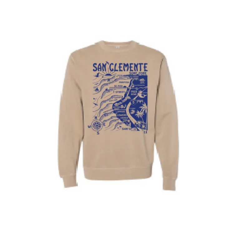 Deep Discounts comfy workout sweatshirtSunDiego SAN CLEMENTE MAP SWEATSHIRT - SANDSTONE/ROYAL Deep Discounts comfy workout sweatshirtSunDiego SAN CLEMENTE MAP SWEATSHIRT - SANDSTONE/ROYAL