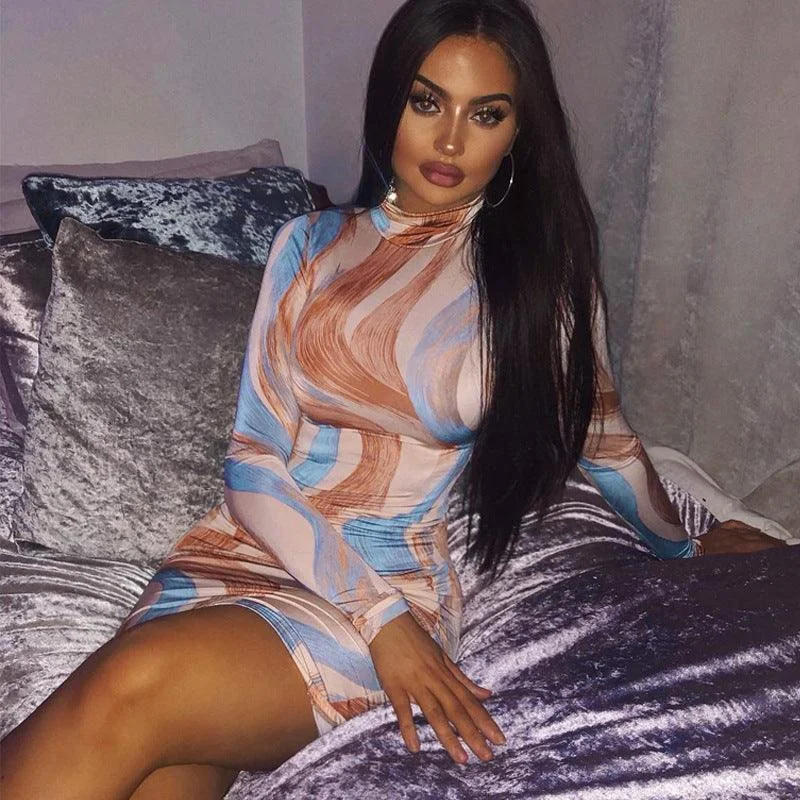 Customer Appreciation Sale high-waisted dresshigh-waisted dressCasual Round Neck Print Split Mid-Length Dress
