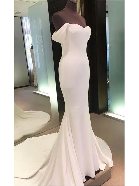 Super Deal Ivory Prom Dresses Off-the-shoulder Sheath/Column Sexy Prom Dress/Evening Dress JKL232