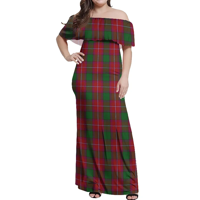 Epic Deals Rattray Tartan Off Shoulder Long Dress