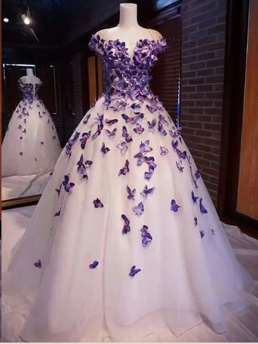 Instant Savings Chic Prom Dresses A Line Square Floor-Length Butterfly Long Beautiful Prom Dress JKL1483