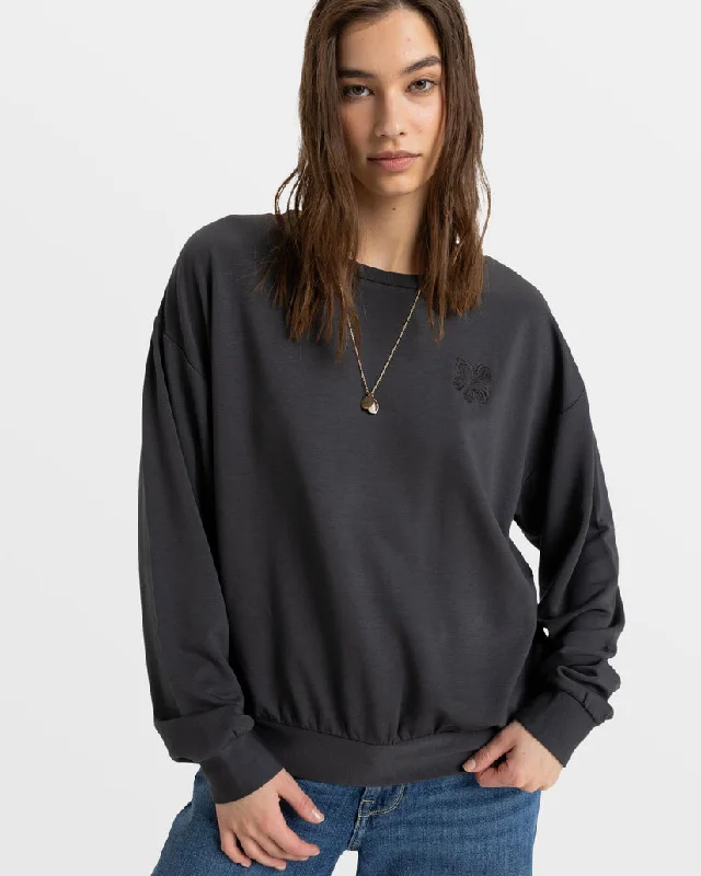 Steals and Deals fashionable gym hoodieRoxy Surfing By Moonlight Pullover Sweatshirt - PHANTOM