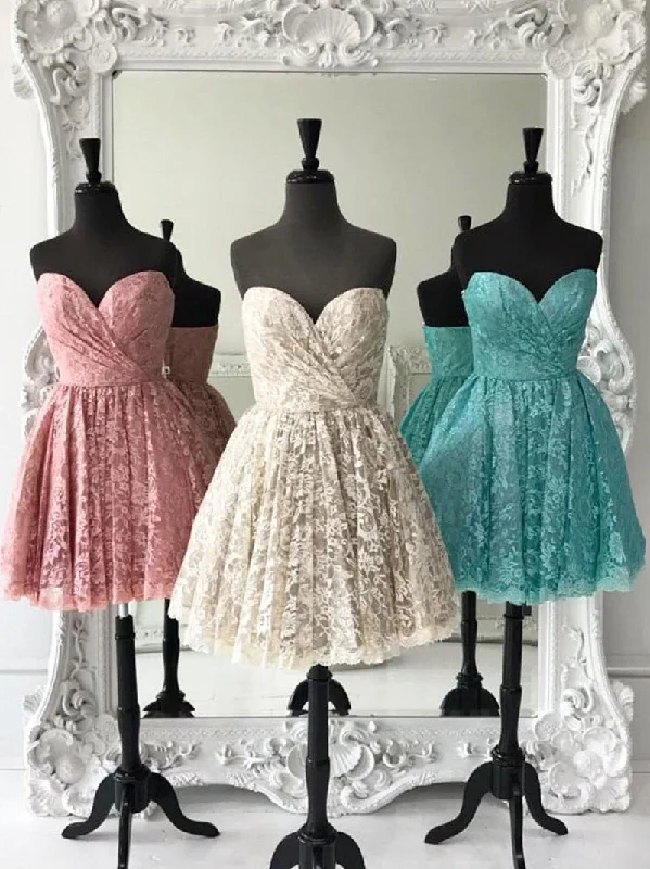 Online Only Cute and Sexy Homecoming Dress Sweetheart Lace Short Prom Dress Party Dress JK306