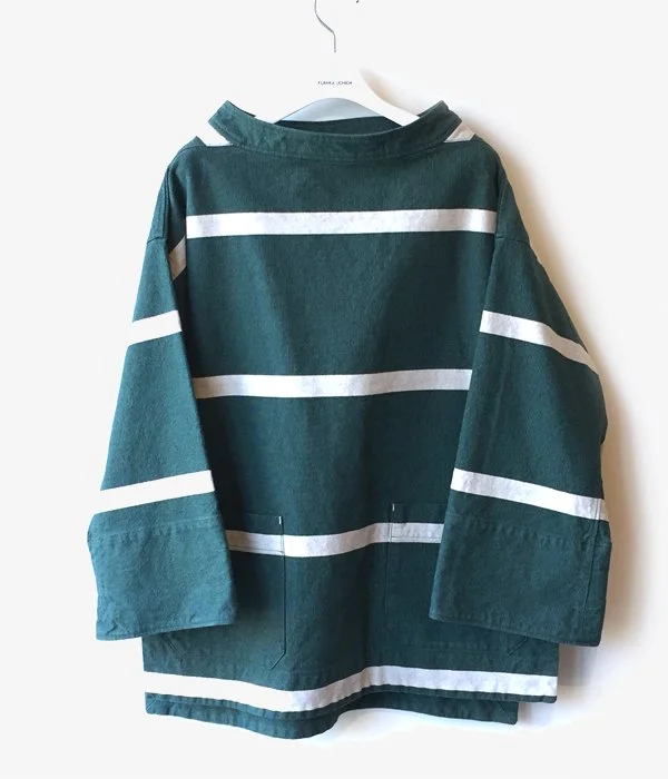 Limited Stock vintage coatFUMIKA_UCHIDA/GROSGRAIN WIDE BORDER LONG SLEEVE P/O(GREEN) Limited Stock vintage coatFUMIKA_UCHIDA/GROSGRAIN WIDE BORDER LONG SLEEVE P/O(GREEN)