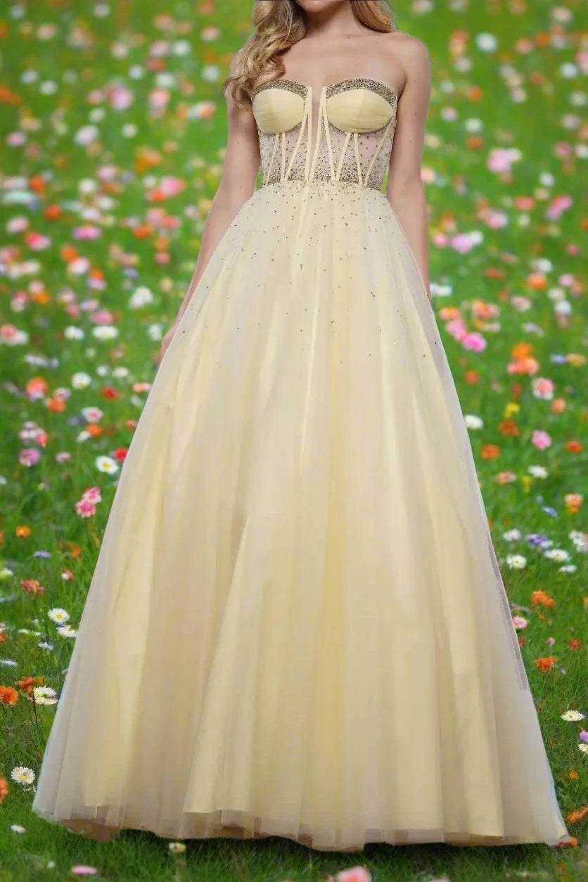 Price Slash casual slip dresscasual slip dressSweetheart Strapless Beaded Tulle A-Line Party Prom Dress