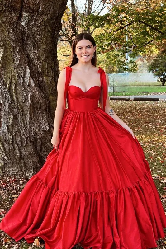 Buy More, Save More satin dresssatin dressTie Straps Red Corset A-Line Long Prom Dress Y4956 Buy More, Save More satin dresssatin dressTie Straps Red Corset A-Line Long Prom Dress Y4956
