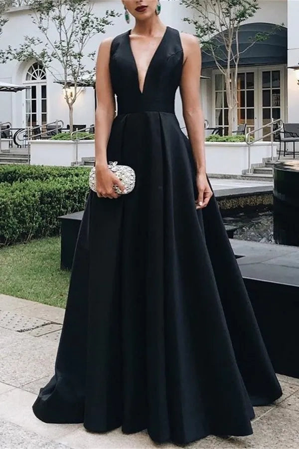 Super Sale t-shirt dresst-shirt dressBlack Satin A-Line V-Neck Sleeveless Formal Party Dress Super Sale t-shirt dresst-shirt dressBlack Satin A-Line V-Neck Sleeveless Formal Party Dress
