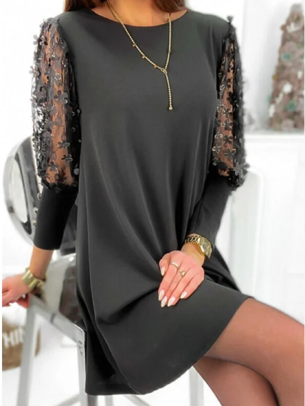 Exclusive Savings Women's Dresses Casual Lace Cut Out Sleeve Maxi Loose Dresses