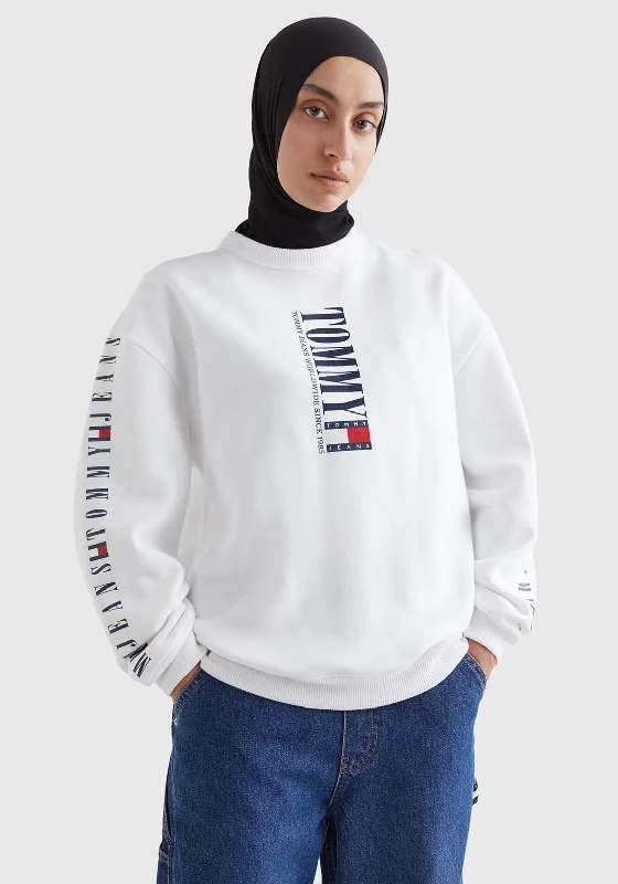 Today’s Deal stylish pullover hoodieTommy Jeans Womens Archive Crew Sweatshirt, White