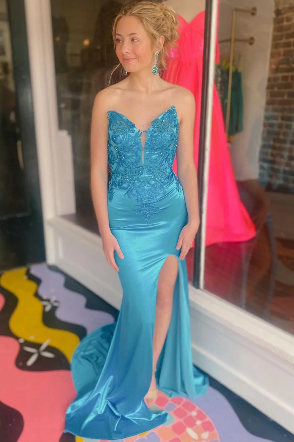 Fantastic Offers pleated dresspleated dressMermaid V-Neck Strapless Appliques Prom Dress With Slit Fantastic Offers pleated dresspleated dressMermaid V-Neck Strapless Appliques Prom Dress With Slit