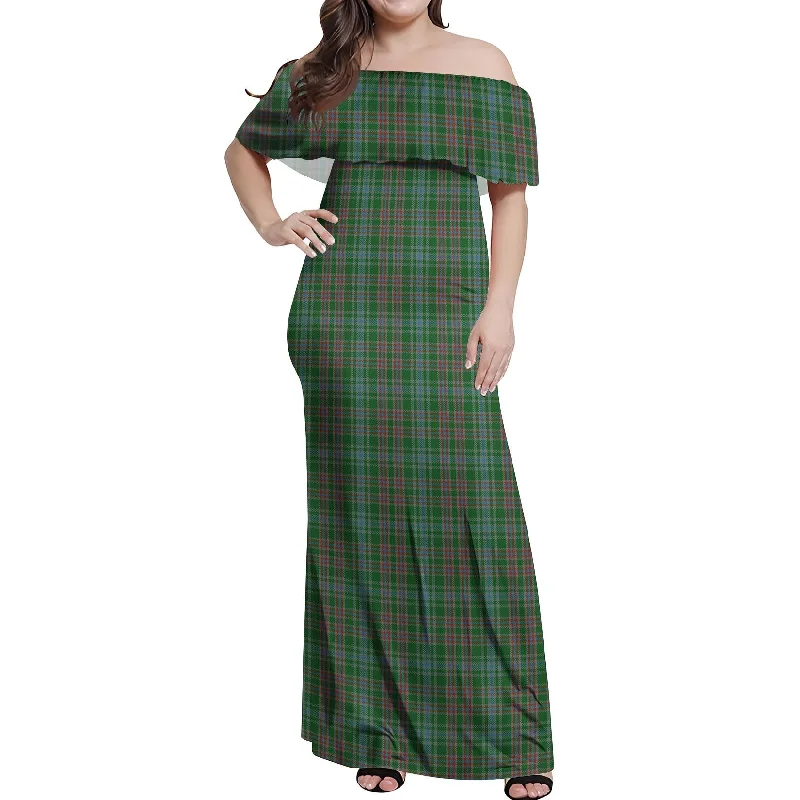 Massive Deals Ralston USA Tartan Off Shoulder Long Dress