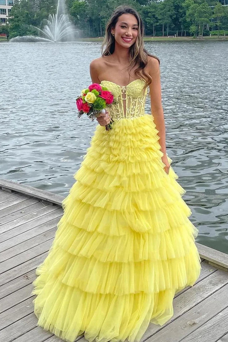 Exclusive Preview sleeveless dresssleeveless dressSweetheart Strapless Empire Tiered Tulle A-Line Prom Dress Exclusive Preview sleeveless dresssleeveless dressSweetheart Strapless Empire Tiered Tulle A-Line Prom Dress