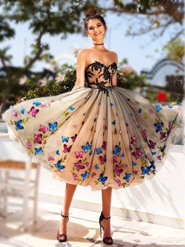 Season Finale Sale Black Homecoming Dress Sweetheart Butterfly A-line Beautiful Short Prom Dress Party Dress JK567