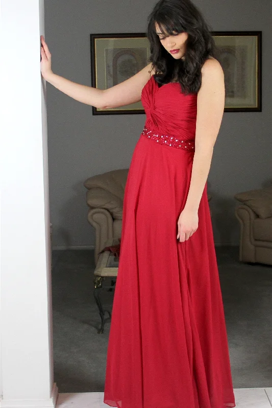 Savings Alert A-line Sweetheart Floor Length Chiffon Rhinestone Prom Dress