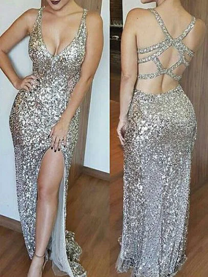Exclusive Online Offer Cheap Sexy Prom Dress V-neck Floor-length Silt Prom Dress/Evening Dress JKL162