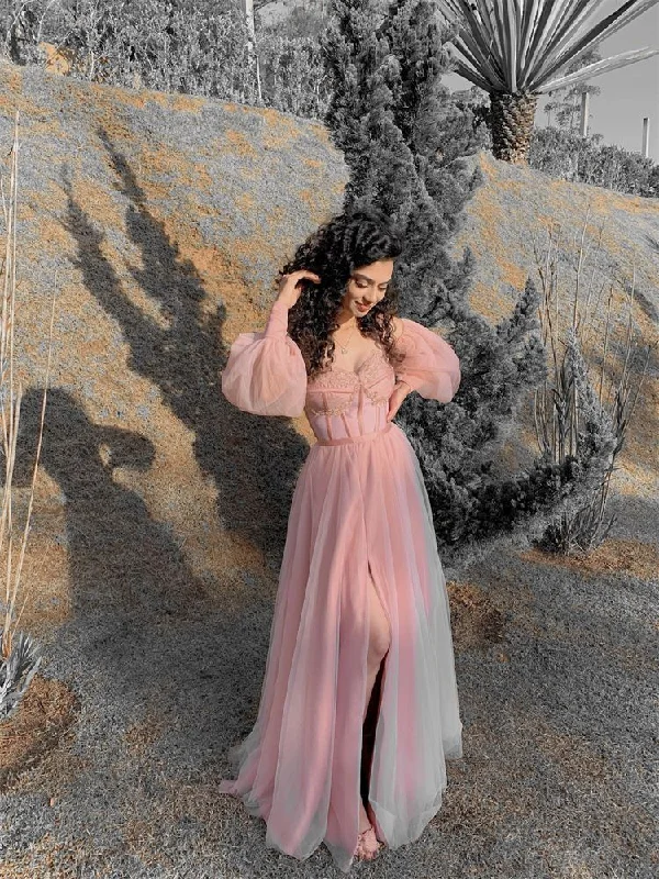 Price Reduction sleek midi dresssleek midi dressLight Pink A-line Tulle Prom Dress With Split Y4819 Price Reduction sleek midi dresssleek midi dressLight Pink A-line Tulle Prom Dress With Split Y4819
