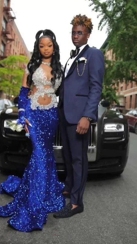 Don't Wait chic slip dresschic slip dressSparkly Mermaid Royal Blue Sequins Prom Dress ,Charming Evening Dress Y1353