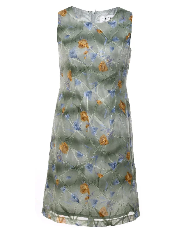 Price Meltdown stylish raincoatOlive Green Floral Print Dress - S