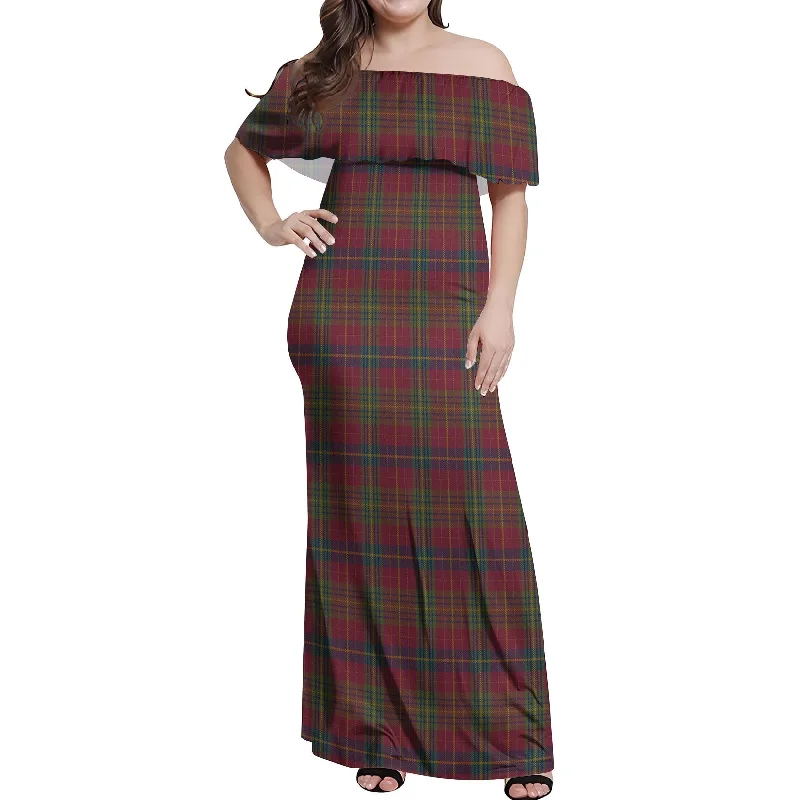 Don’t Miss Out Rice of Wales Tartan Off Shoulder Long Dress