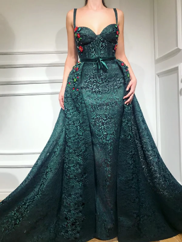 Today’s Deal Beautiful Prom Dresses A-line Floor-length Spaghetti Straps Long Lace Prom Dress JKL1243
