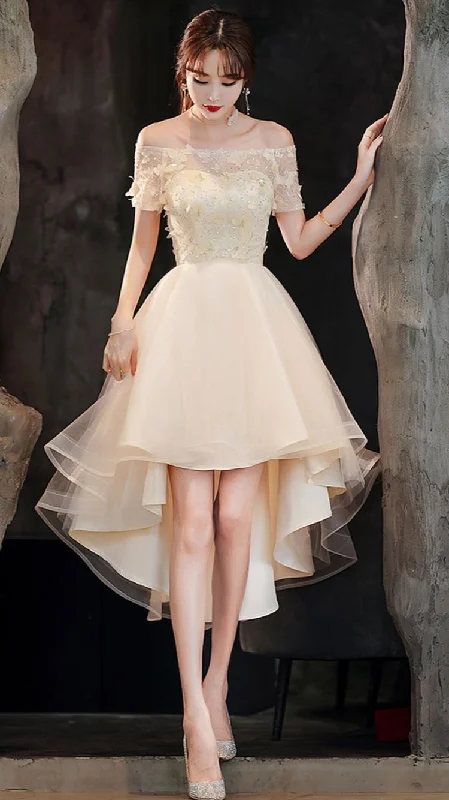 Special Price lace dresslace dressChampagne tulle high low prom dress champagne evening dress Y983 Special Price lace dresslace dressChampagne tulle high low prom dress champagne evening dress Y983
