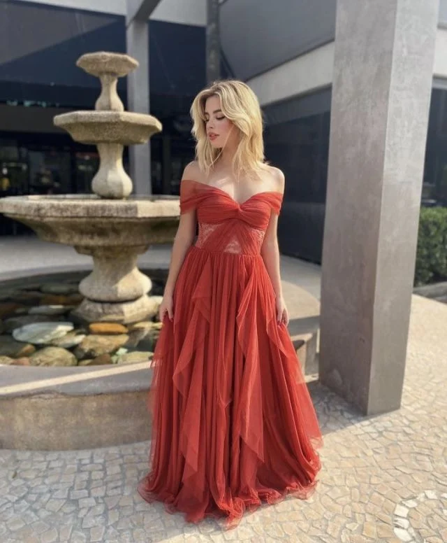 Price Cut casual summer dresscasual summer dressElegant Off Shoulder Tulle Prom Dress,A-line Prom Gown Y5013
