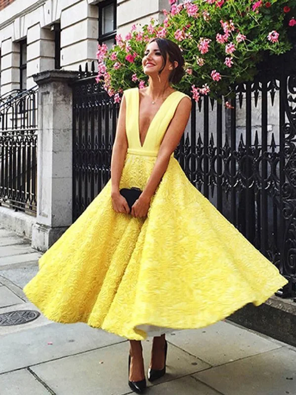 Savings Bonanza Chic Homecoming Dress Sexy Appliques Daffodil Short Prom Dress Party Dress JK354