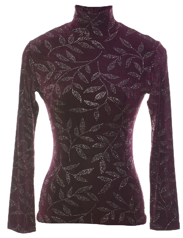 Super Bargain modern outerwearLeafy Print Evening Top - M