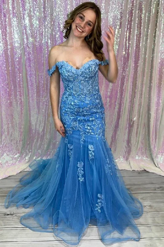 Super Sale flowy dressflowy dressMermaid Off-Shoulder Lace Appliques Tulle Prom Dress Super Sale flowy dressflowy dressMermaid Off-Shoulder Lace Appliques Tulle Prom Dress